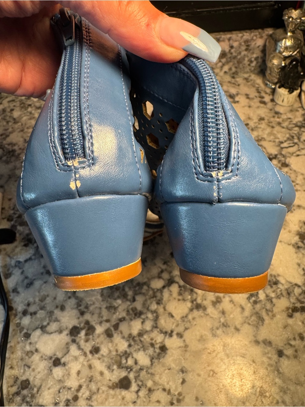 comfortview Blue Laser-Cut T-Strap Gladiator Sandals - Picture 7 of 7
